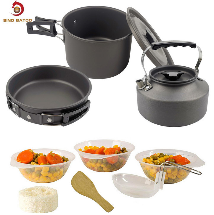 2-3 People Outdoor Cookware Set , Portable Outdoor Cooking Pot Set